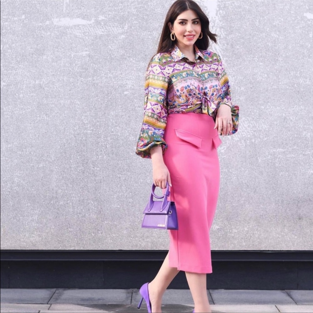 Zara satin effect print blouse